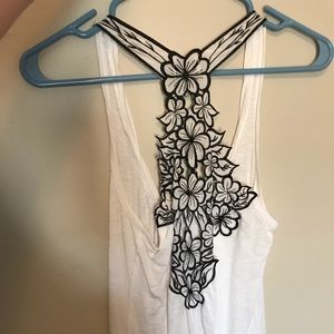 White tank with black design